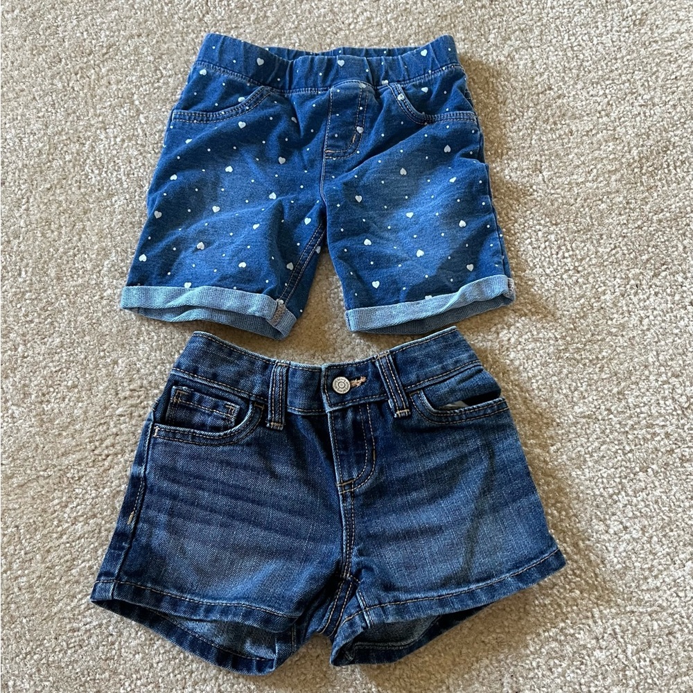 Old Navy Blue Denim Shorts and Jumping Beans Heart Print Denim Shorts
